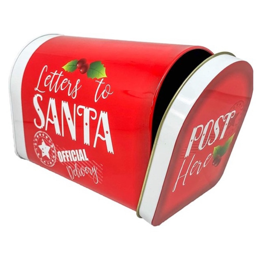 Letters to Santa Christmas Tin Tabletop Mailbox Decoration Red Official Delivery - Picture 6 of 9